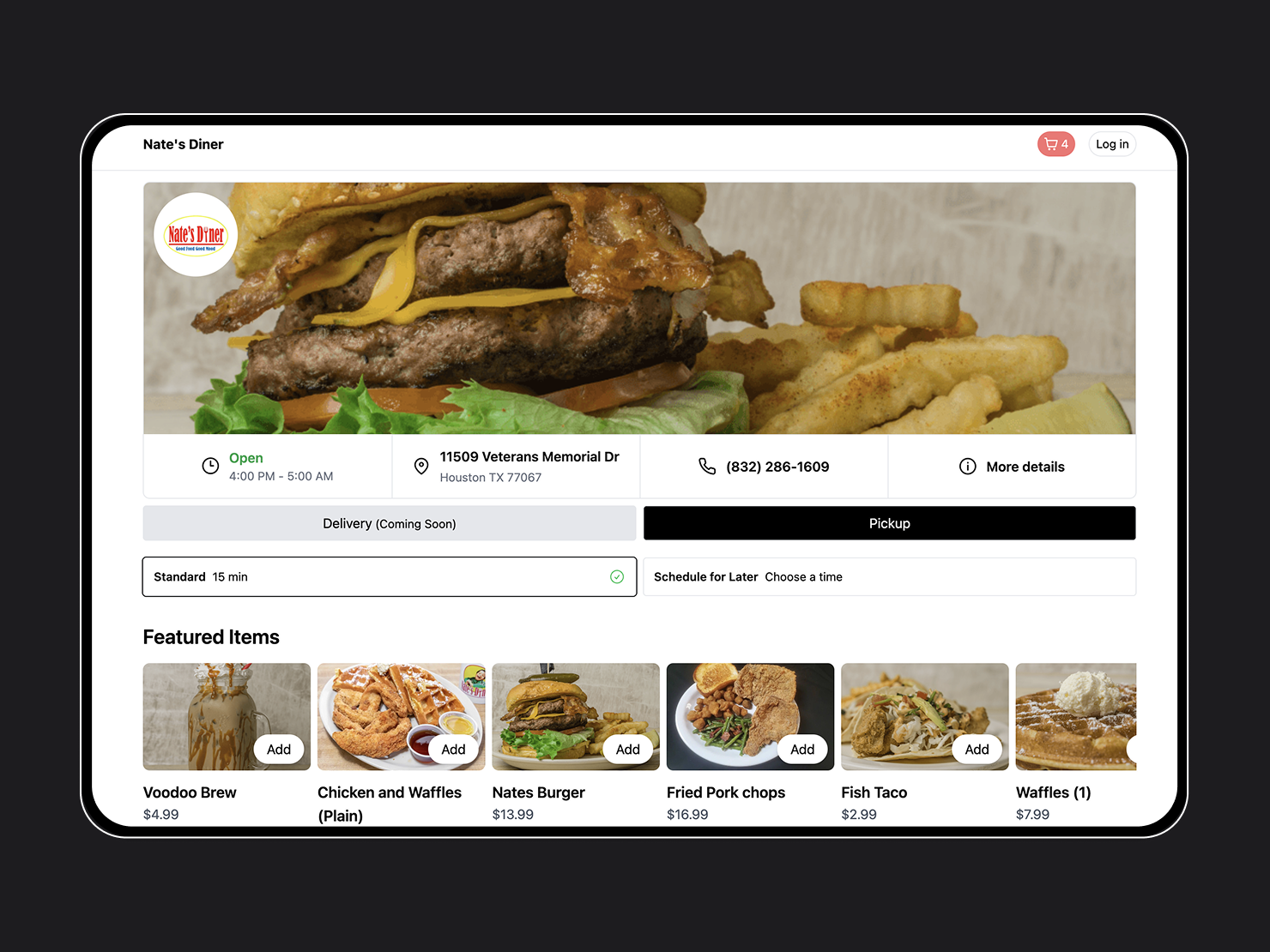 Online ordering platform.